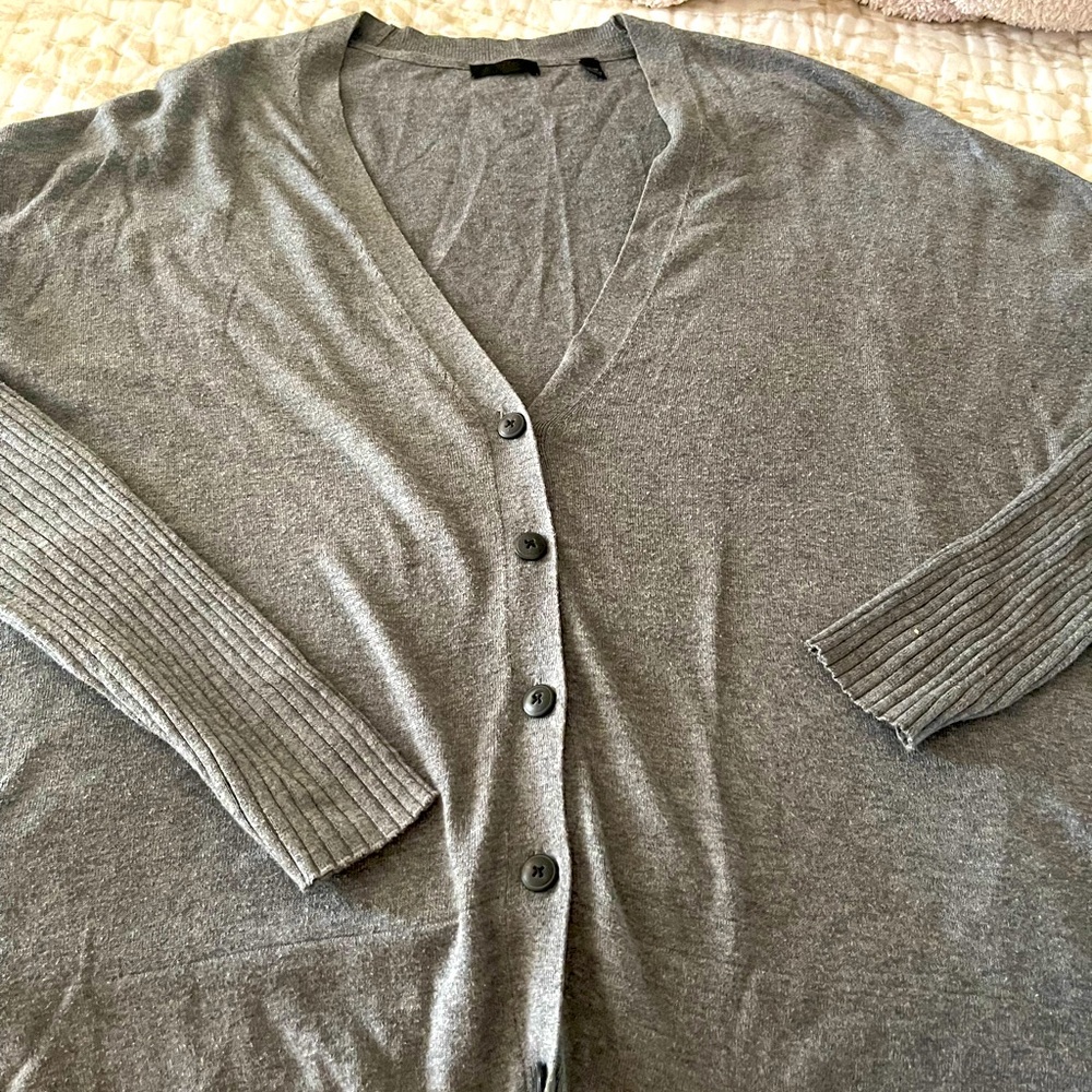 ATM GREY CARDIGAN RIBBED SLEEVE